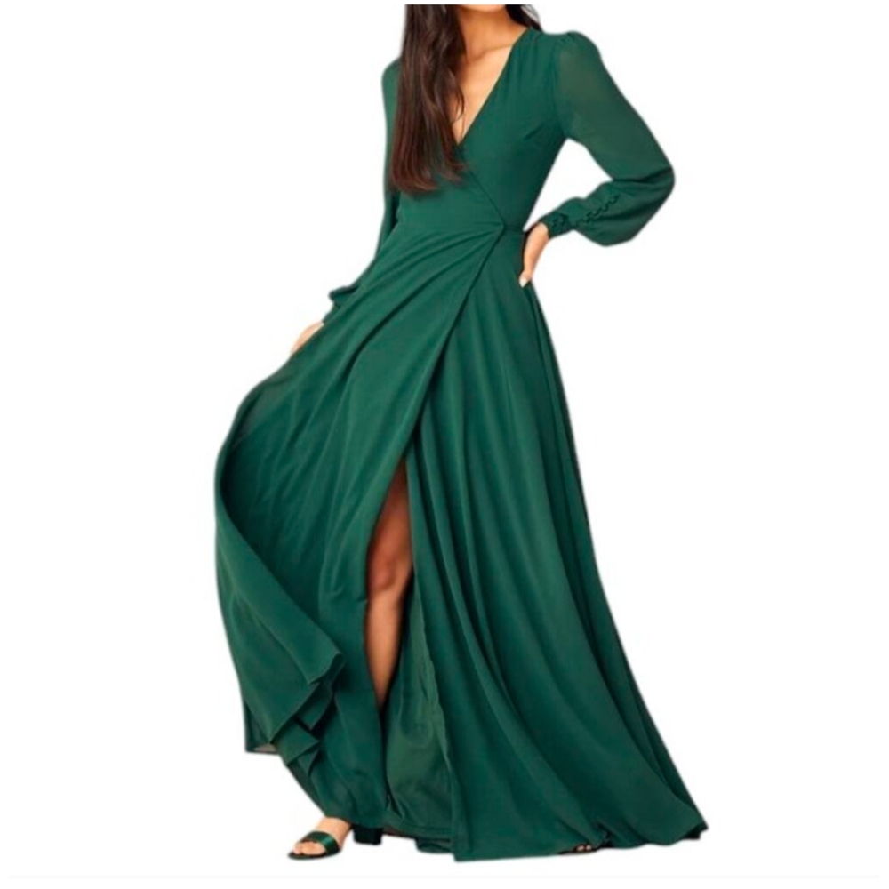 Lulu's Green Maxi Wrap Dress